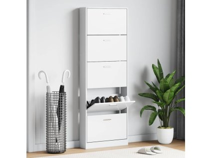 Dřevěný botník s 5 přihrádkami bílý 241240