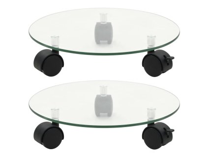 Vozíky pod květináče z tvrzeného skla 2 ks kulaté 28 cm 245691