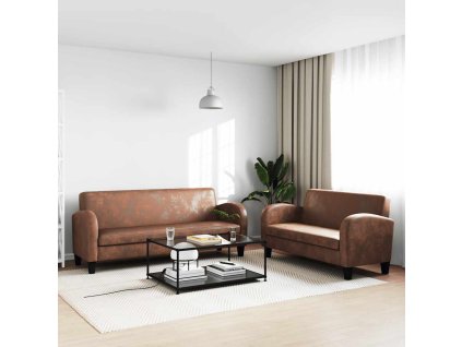 Sedací souprava 2dílná umělý semiš hnědá 275226