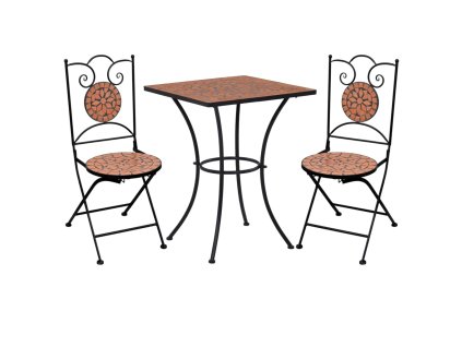 3dílný mozaikový bistro set keramický terakotový 279412