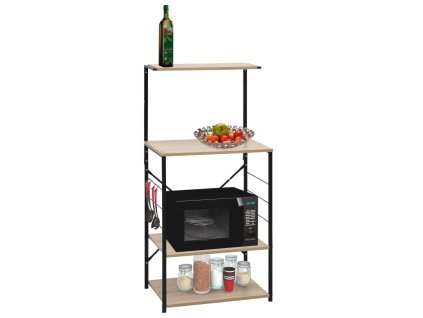 Skříňka na mikrovlnku černá a dub 60 x 39,6 x 123 cm kompozit 288239