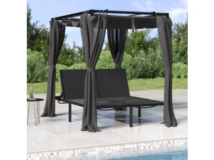Dvojité lehátko s bočními a horními závěsy antracitové 313930