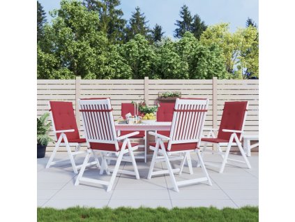 Podušky na židli vysoké opěradlo 6 ks vínové 120x50x3 cm textil 314115