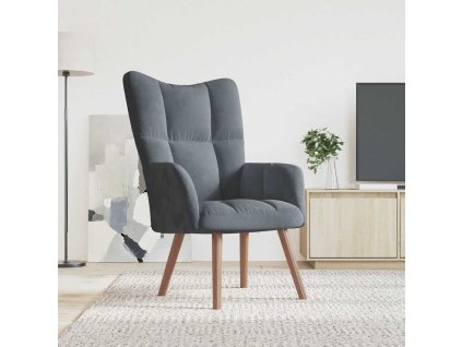 Relaxační křeslo tmavě šedé samet 328052