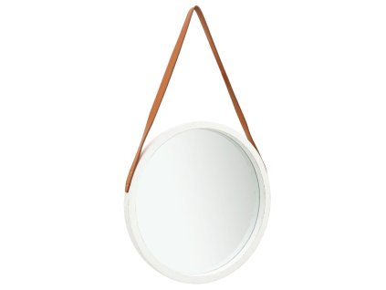 Nástěnné zrcadlo s popruhem 50 cm bílé 320364