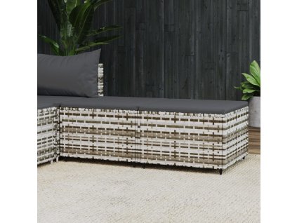 Zahradní podnožky s poduškami 2 ks šedé polyratan 319773