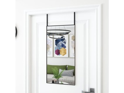 Zrcadlo na dveře černé 40 x 80 cm sklo a hliník 327407