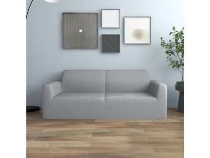 Strečový potah na dvoumístnou pohovku šedý polyesterový žerzej 332941