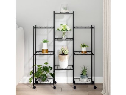 Stojan na květiny s kolečky 83 x 25 x 103,5 cm černý železo 343124