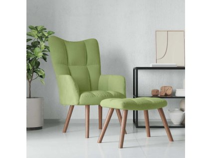 Relaxační křeslo se stoličkou světle zelené samet 328065