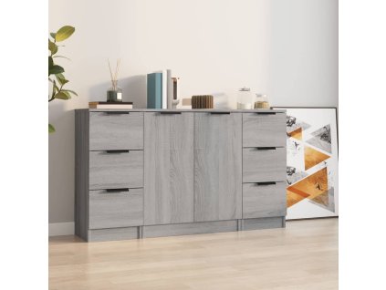 Příborníky 3 ks šedé sonoma kompozitní dřevo 3115842