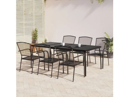 7dílný zahradní jídelní set antracitový ocel 3187973