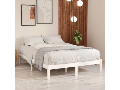 Rám postele bílý masivní dřevo 150 x 200 cm King Size 810023