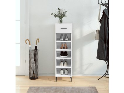 Botník bílý s vysokým leskem 30 x 35 x 105 cm kompozitní dřevo 829694