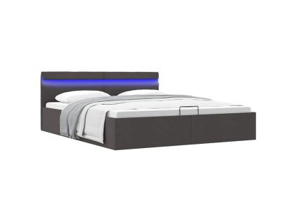 Rám postele s úložným prostorem LED tmavě šedý textil 180x200cm 285605