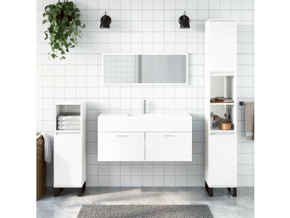 Koupelnová skříňka se zrcadlem lesklá bílá kompozitní dřevo 833888