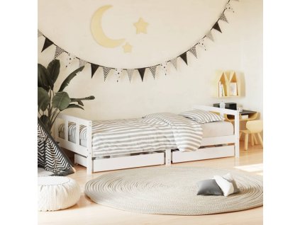 Dětská postel se zásuvkami bílá 90x190 cm masivní borové dřevo 834418