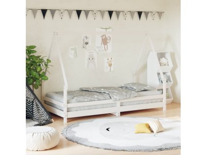 Dětská postel bílá 90 x 190 cm masivní borové dřevo 834493