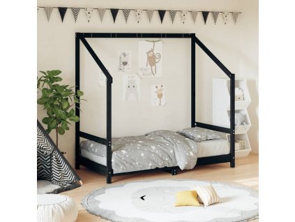 Dětská postel černá 80 x 160 cm masivní borové dřevo 835711