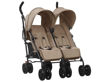 Dvojitý kočárek taupe ocel 10237