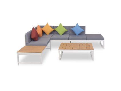 4dílná zahradní sedací souprava s poduškami hliník a WPC 42867