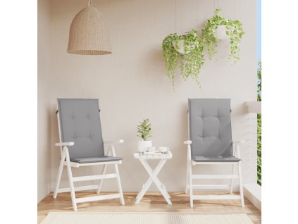 Podušky na židli vysoké opěradlo 2 ks šedé 120x50x3 cm textil 43179