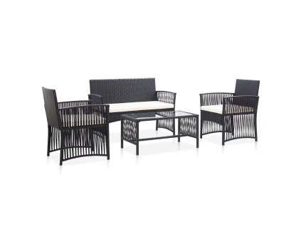 4dílná zahradní sedací souprava s poduškami polyratan černá 46434