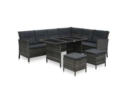 4dílná zahradní sedací souprava s poduškami polyratan šedá 48143