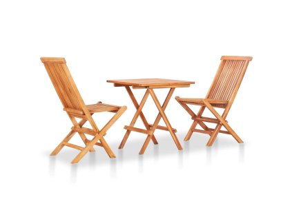 3dílný skládací bistro set masivní teakové dřevo 48997
