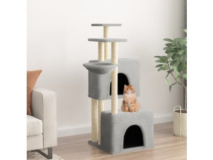 Škrabadlo pro kočky se sisalovými sloupky světle šedé 122 cm 172053