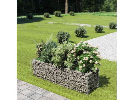 Gabionový vyvýšený záhon pozinkovaná ocel 180 x 50 x 50 cm 143559