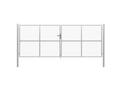 Zahradní brána pozinkovaná ocel 400 x 150 cm stříbrná 144301
