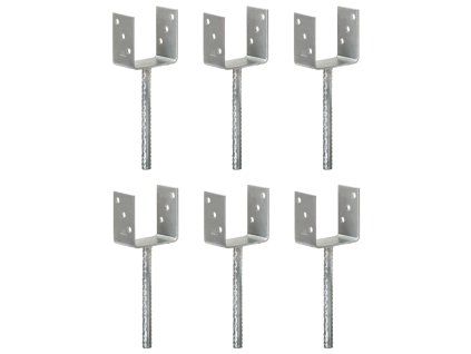 Plotové kotvy 6 ks stříbrné 10 x 6 x 30 cm pozinkovaná ocel 145318