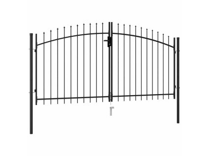 Dvoukřídlá zahradní brána s hroty ocelová 3 x 1,5 m černá 146028