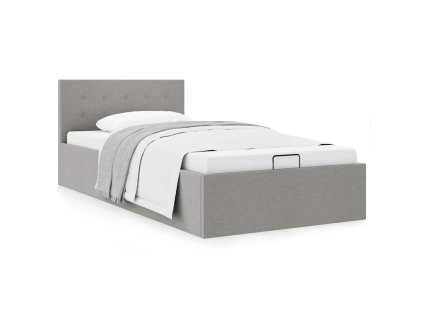 Rám postele s úložným prostorem světle šedý textil 90 x 200 cm 285576