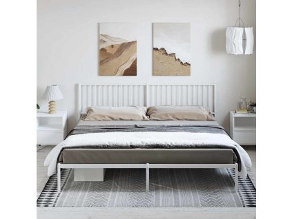 Kovový rám postele s čelem bílý 193 x 203 cm 350937