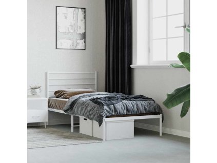 Kovový rám postele s čelem bílý 80 x 200 cm 352359