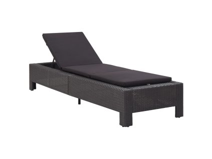 Zahradní lehátko s poduškou černé polyratan 46237