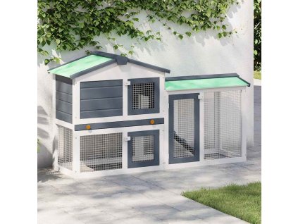 Velká venkovní králíkárna šedo-bílá 145 x 45 x 84 cm dřevo 170840
