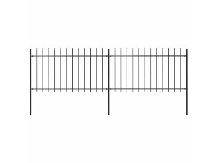 Zahradní plot s kopím nahoře ocelový 359 x 100 cm černý 277612
