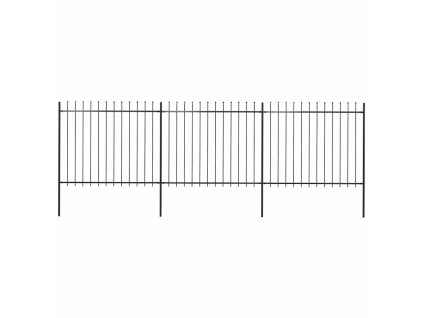 Zahradní plot s kopím nahoře ocelový 537 x 150 cm černý 277631