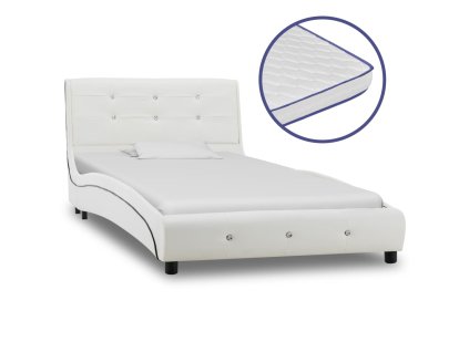 Postel s matrací z paměťové pěny bílá umělá kůže 90 x 200 cm 277554