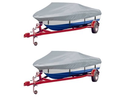 Krycí plachty na člun 2 ks šedé délka 488–564 cm šířka 239 cm 279107