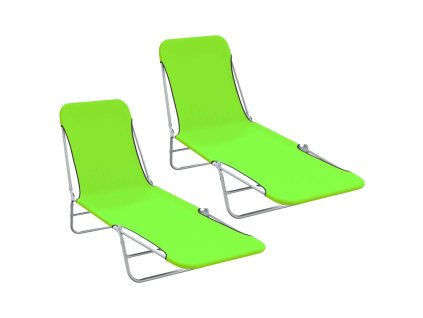 Skládací zahradní lehátka 2 ks ocel a textil zelená 310343