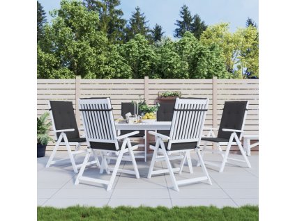 Podušky na židli vysoké opěradlo 6 ks černé 120x50x3 cm textil 314111