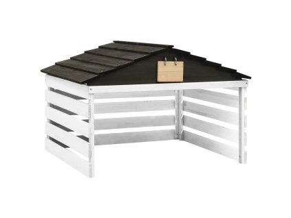 Garáž na robotickou sekačku černobílá 78x74x54 cm jedlové dřevo 315300