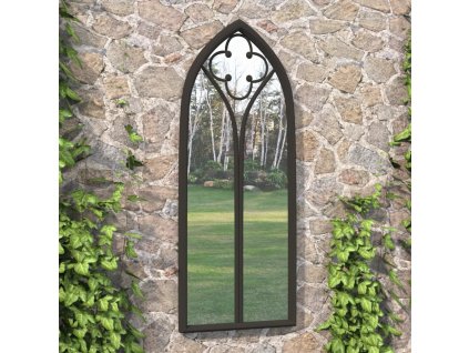 Zahradní zrcadlo černé 70 x 30 cm železo pro použití venku 318352