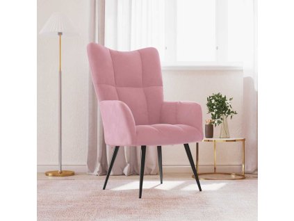 Relaxační křeslo růžové samet 328077