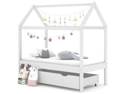 Rám dětské postele se zásuvkou bílý masivní borovice 70x140 cm 322139