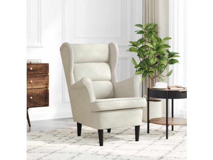 Křeslo krémově bílé samet 324068